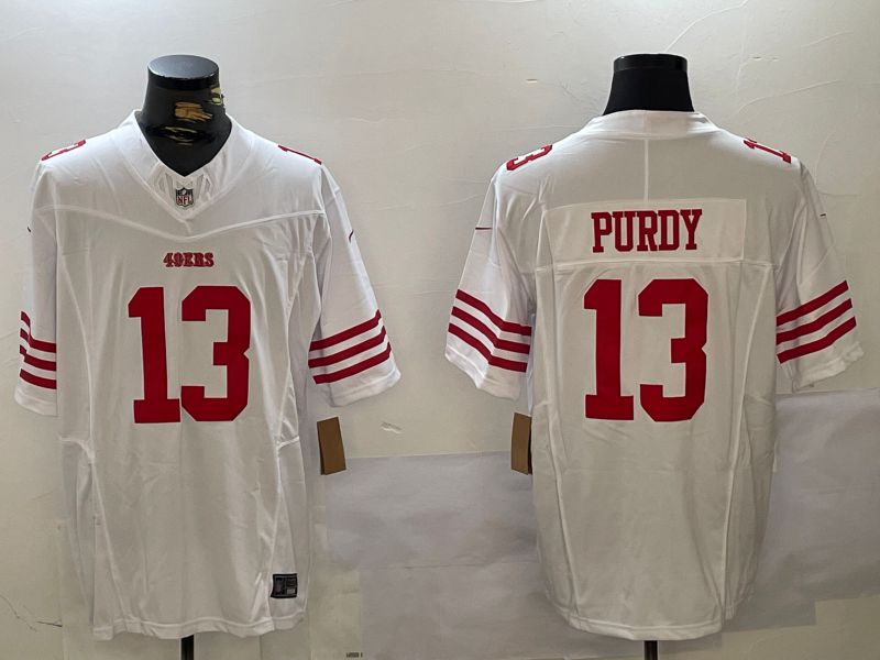 Men San Francisco 49ers 13 Purdy White Three generations 2024 Nike Vapor Limited NFL Jersey style 1